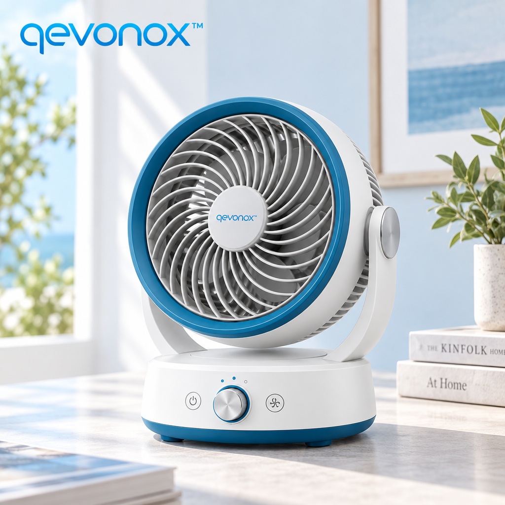 qevonox™ Desktop Air Circulation Fan with Adjustable Speed and Tilt Head