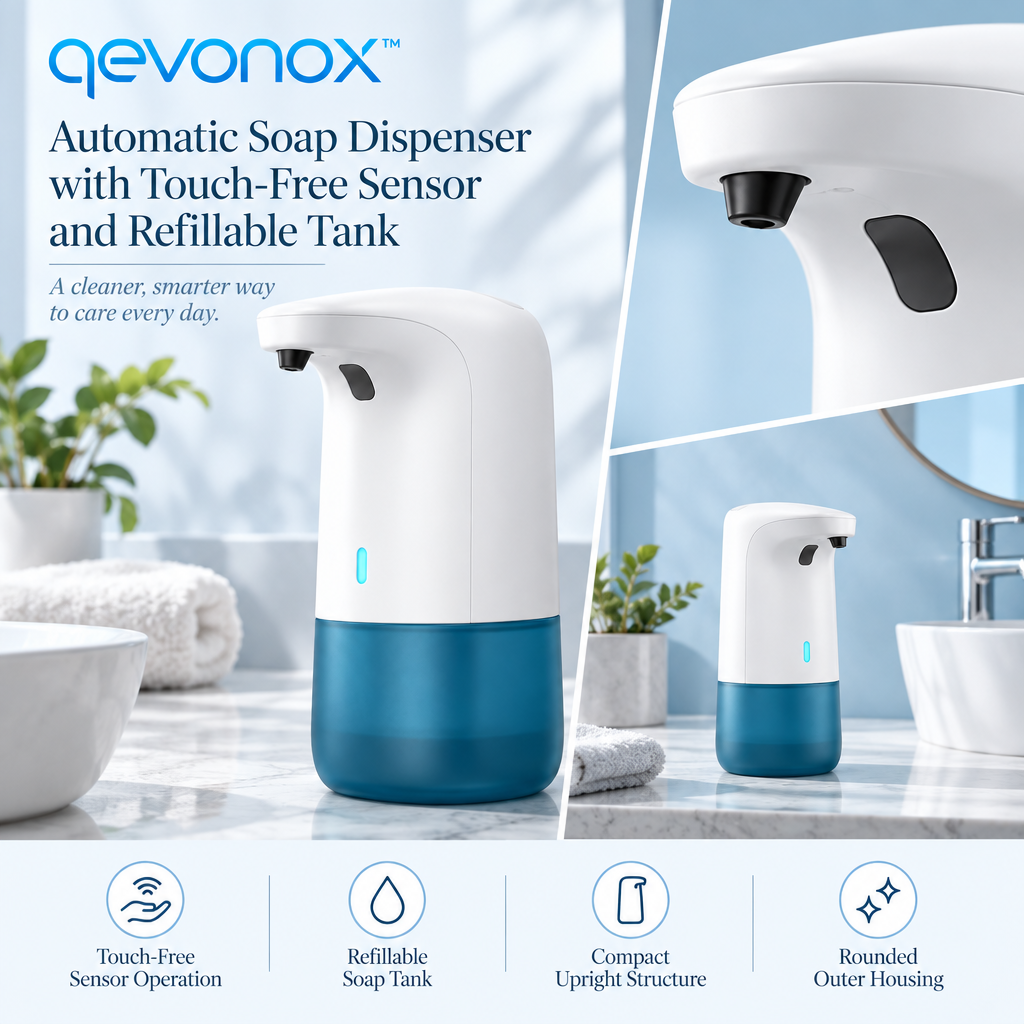 qevonox™ Automatic Soap Dispenser with Touch-Free Sensor and Refillable Tank