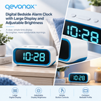 qevonox™ Digital Bedside Alarm Clock with Large Display and Adjustable Brightness