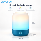 qevonox™ Smart Bedside Lamp with Color Light Modes and Touch Control