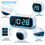 qevonox™ Digital Bedside Alarm Clock with Large Display and Adjustable Brightness